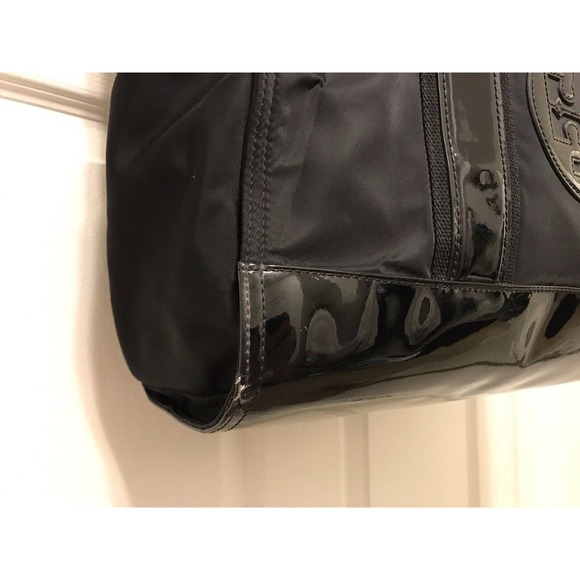 Tory Burch Tote Bag Black Patent Leather Nylon Large - Picture 9 of 16